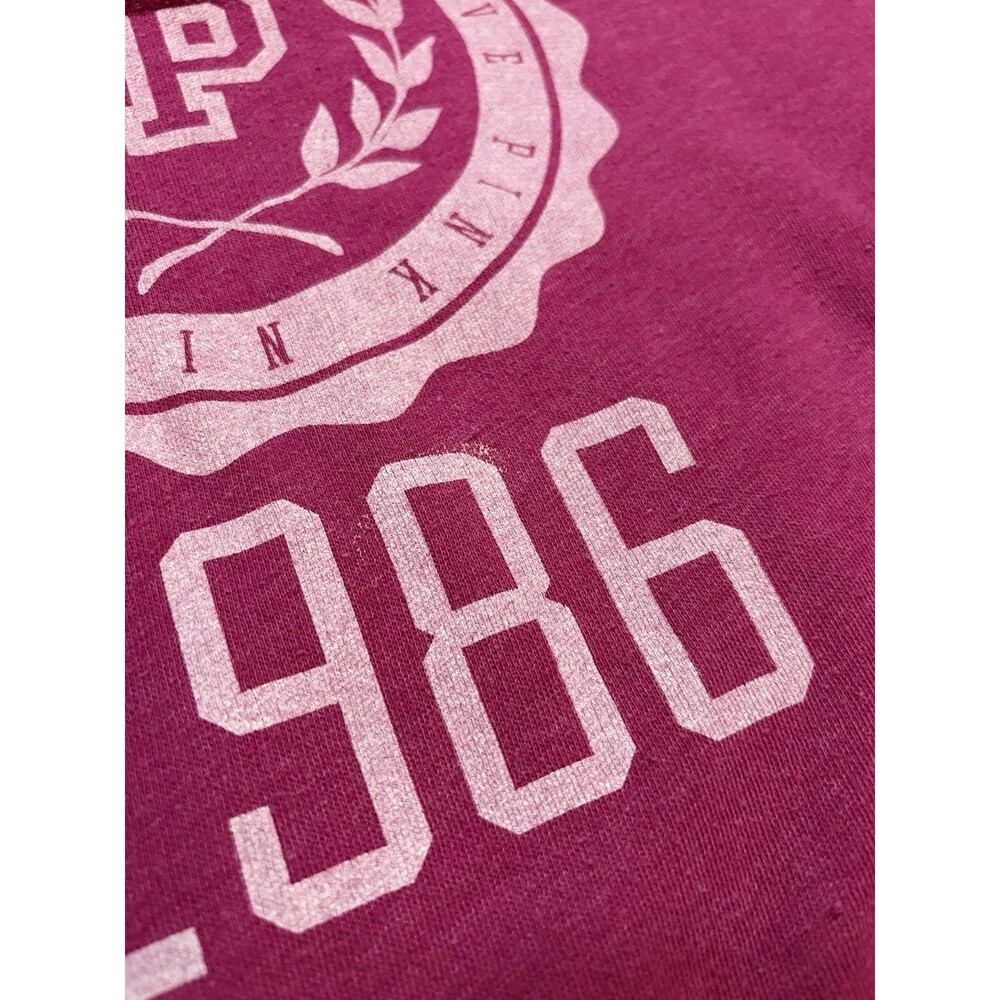 Victoria's Secret Pink Womens Pink 1986 Pullover Sweatshirt Large KangarooPocket - Picture 9 of 10